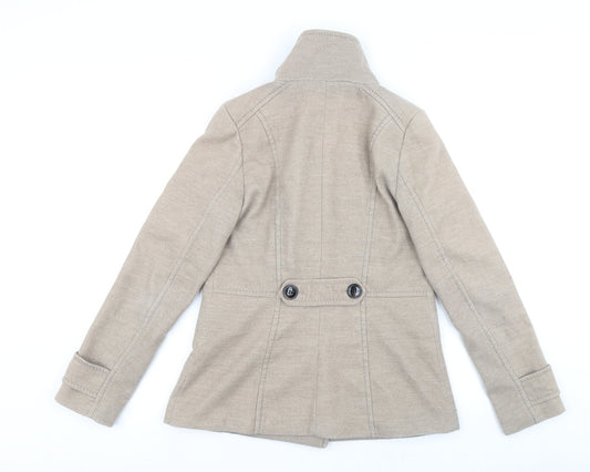 H&M Womens Beige Jacket Coat Size 34 Button