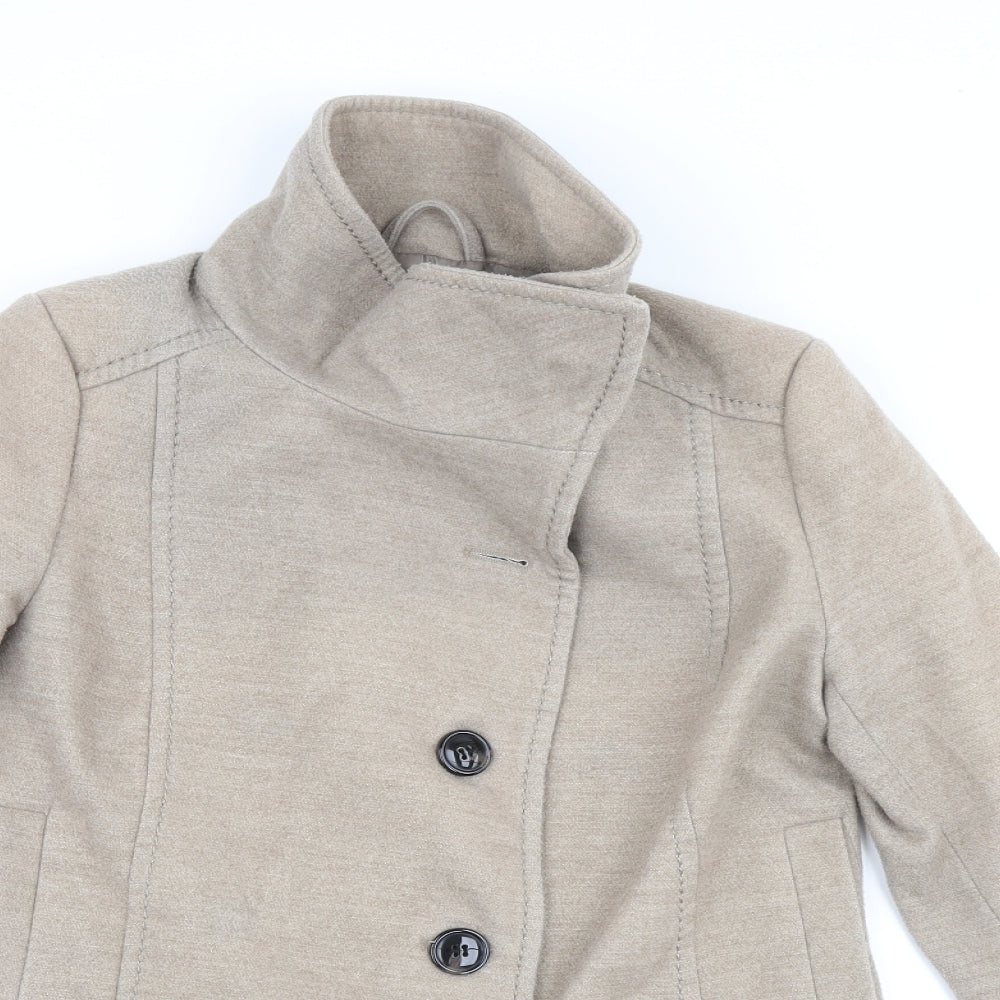 H&M Womens Beige Jacket Coat Size 34 Button