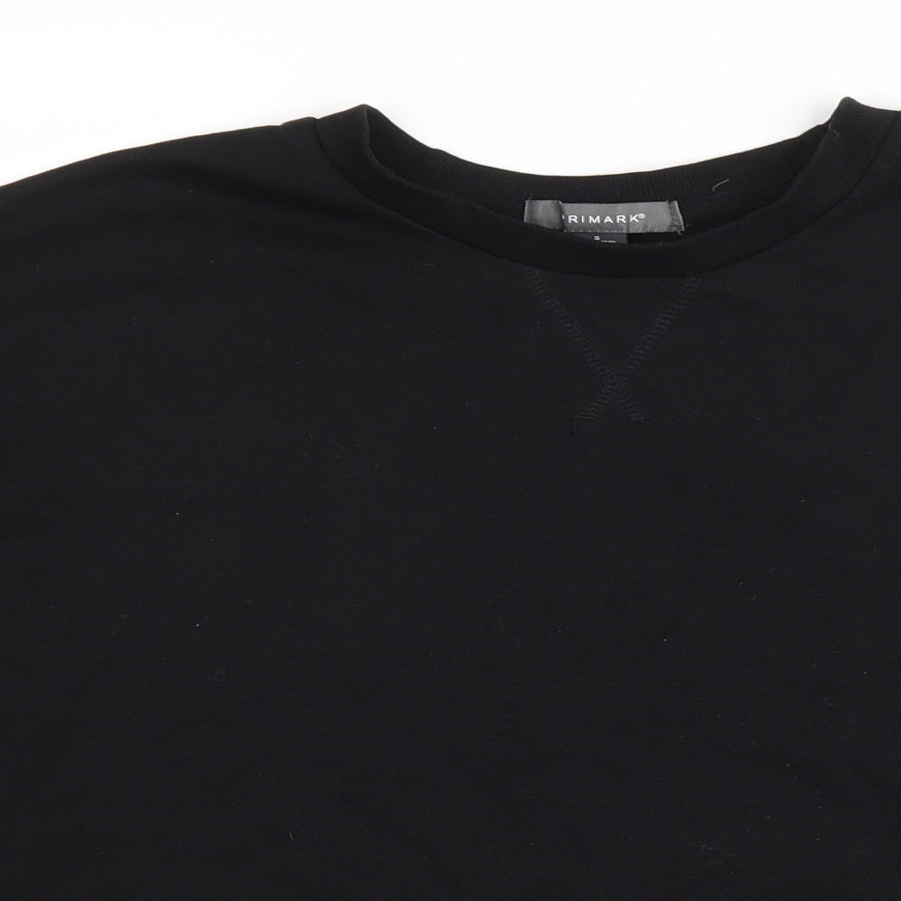 Primark Womens Black Polyester Pullover Sweatshirt Size 10 Pullover - Cropped