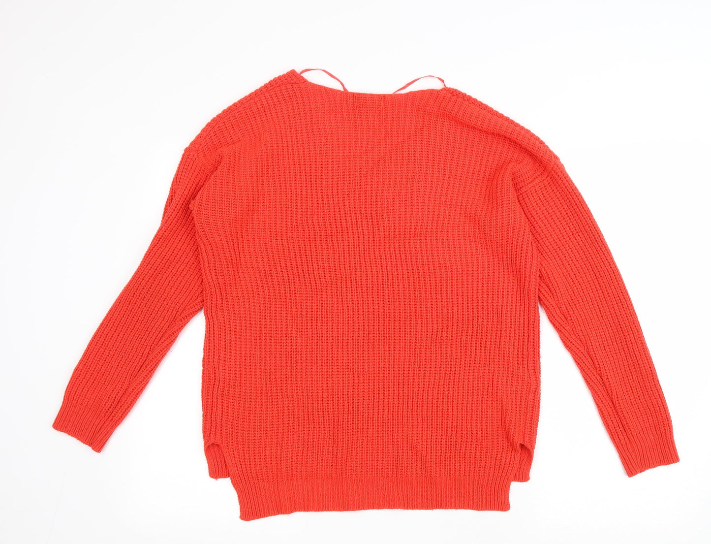 Primark Womens Red V-Neck Acrylic Pullover Jumper Size 12