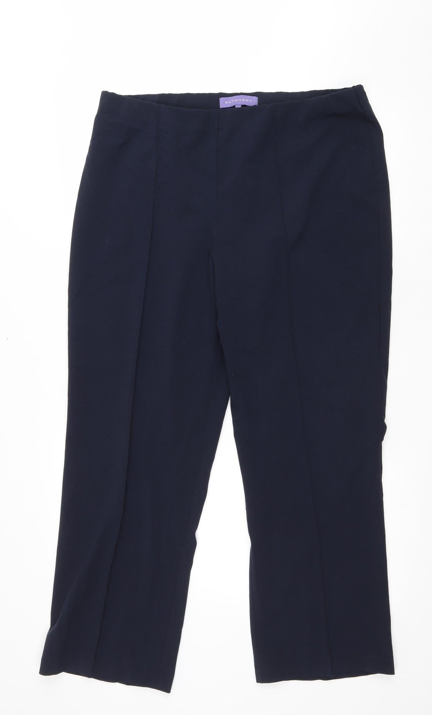 Autonomy Mens Blue Polyester Trousers Size 16 L28 in Regular Drawstring