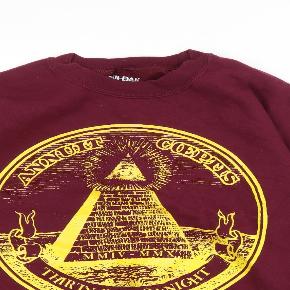 Mens UK Size M Gildan Red Pullover Sweatshirt