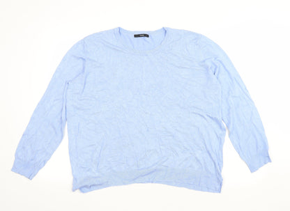 George Womens Blue Round Neck Viscose Pullover Jumper Size 20