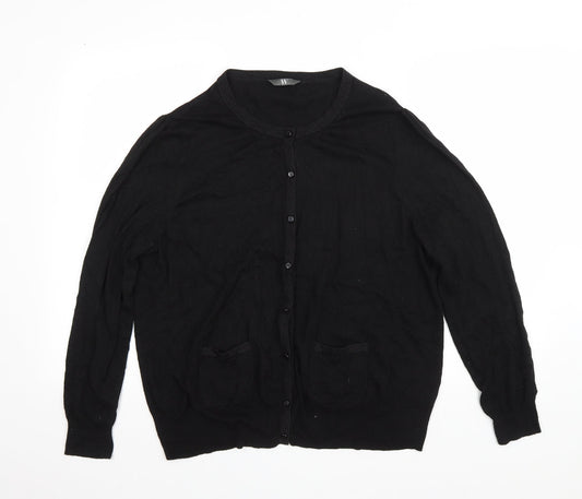 BHS Womens Black V-Neck Nylon Cardigan Jumper Size 22