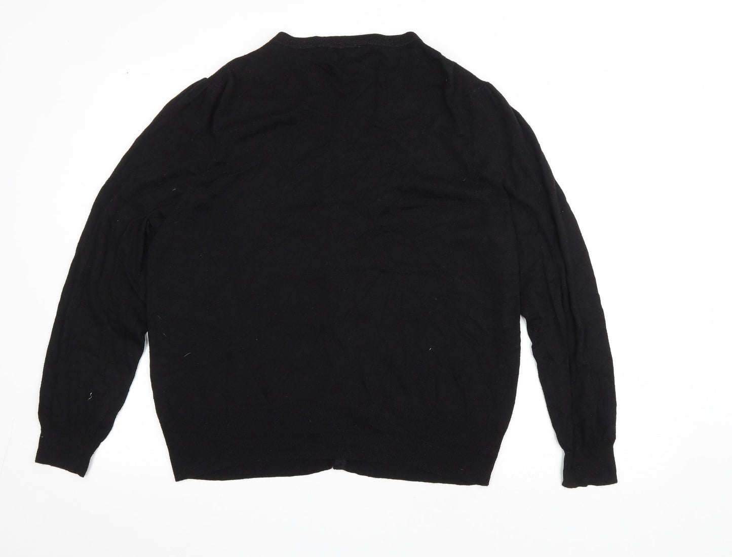 BHS Womens Black V-Neck Nylon Cardigan Jumper Size 22