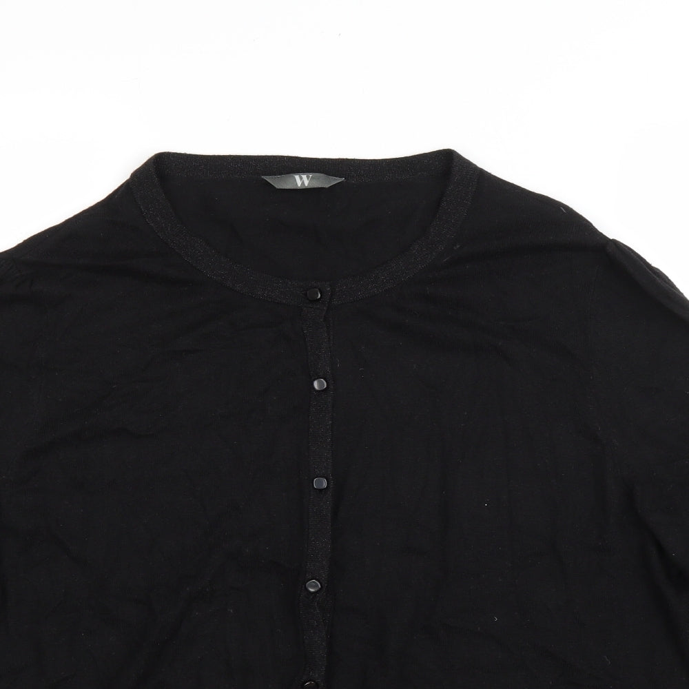 BHS Womens Black V-Neck Nylon Cardigan Jumper Size 22