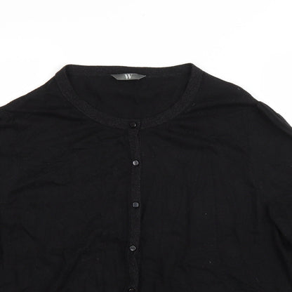 BHS Womens Black V-Neck Nylon Cardigan Jumper Size 22