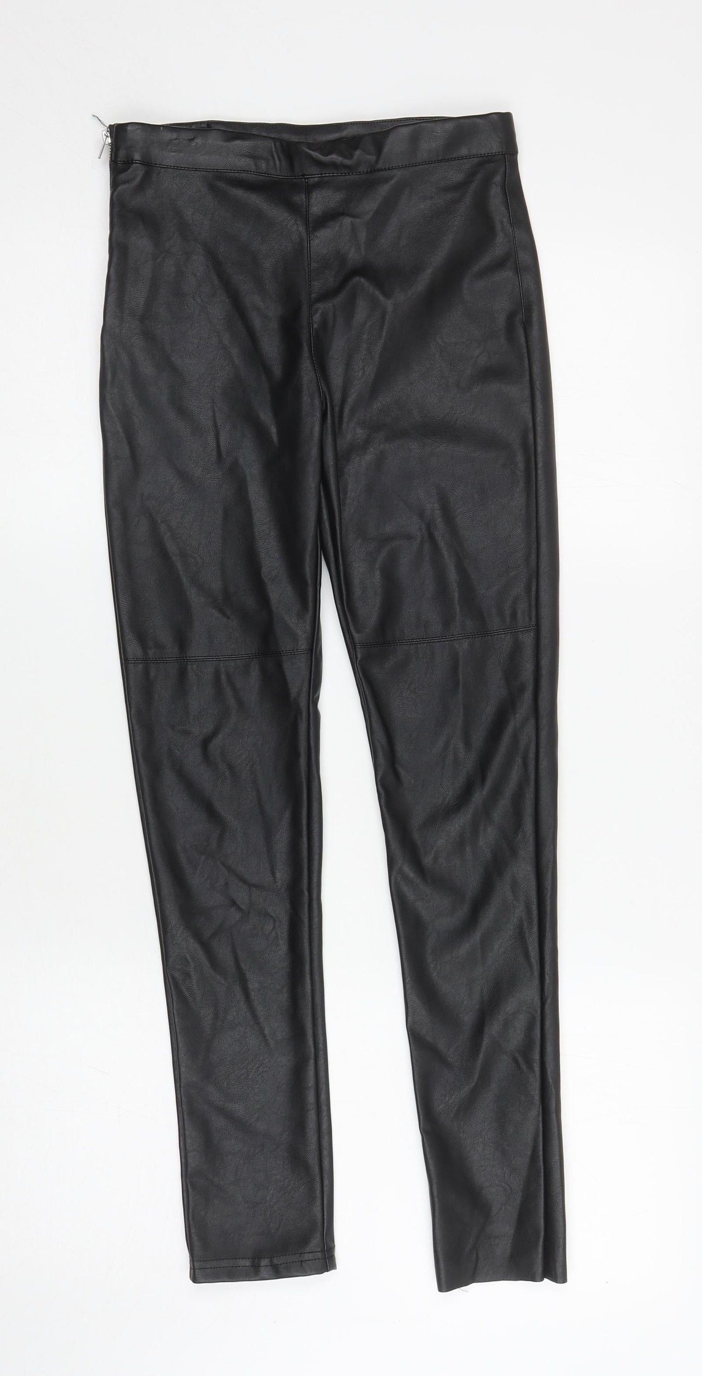 H&M Girls Black 100% Polyester Skinny Jeans Size 11-12 Years L25.5 in Regular Zip