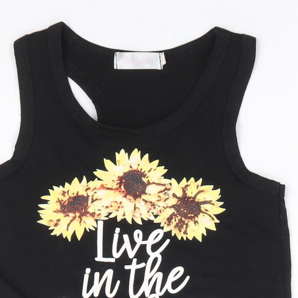 Honganda Girls Black Polyester Basic Tank Size 3 Years Scoop Neck Pullover - Live in the Sunshine