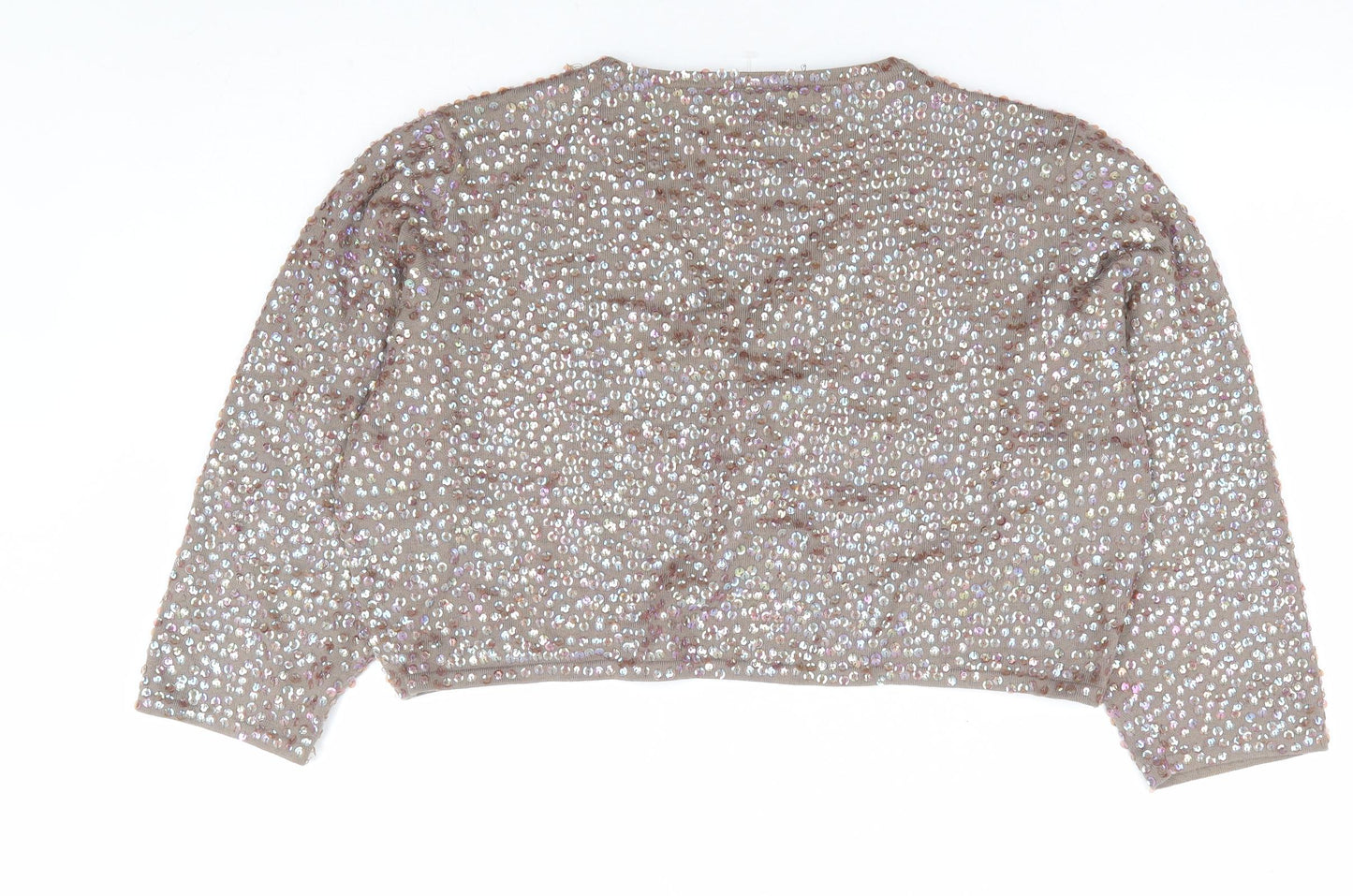 AMARANTO Womens Brown V-Neck Cotton Shrug Jumper Size 22