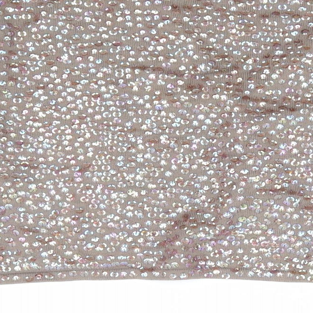 AMARANTO Womens Brown V-Neck Cotton Shrug Jumper Size 22