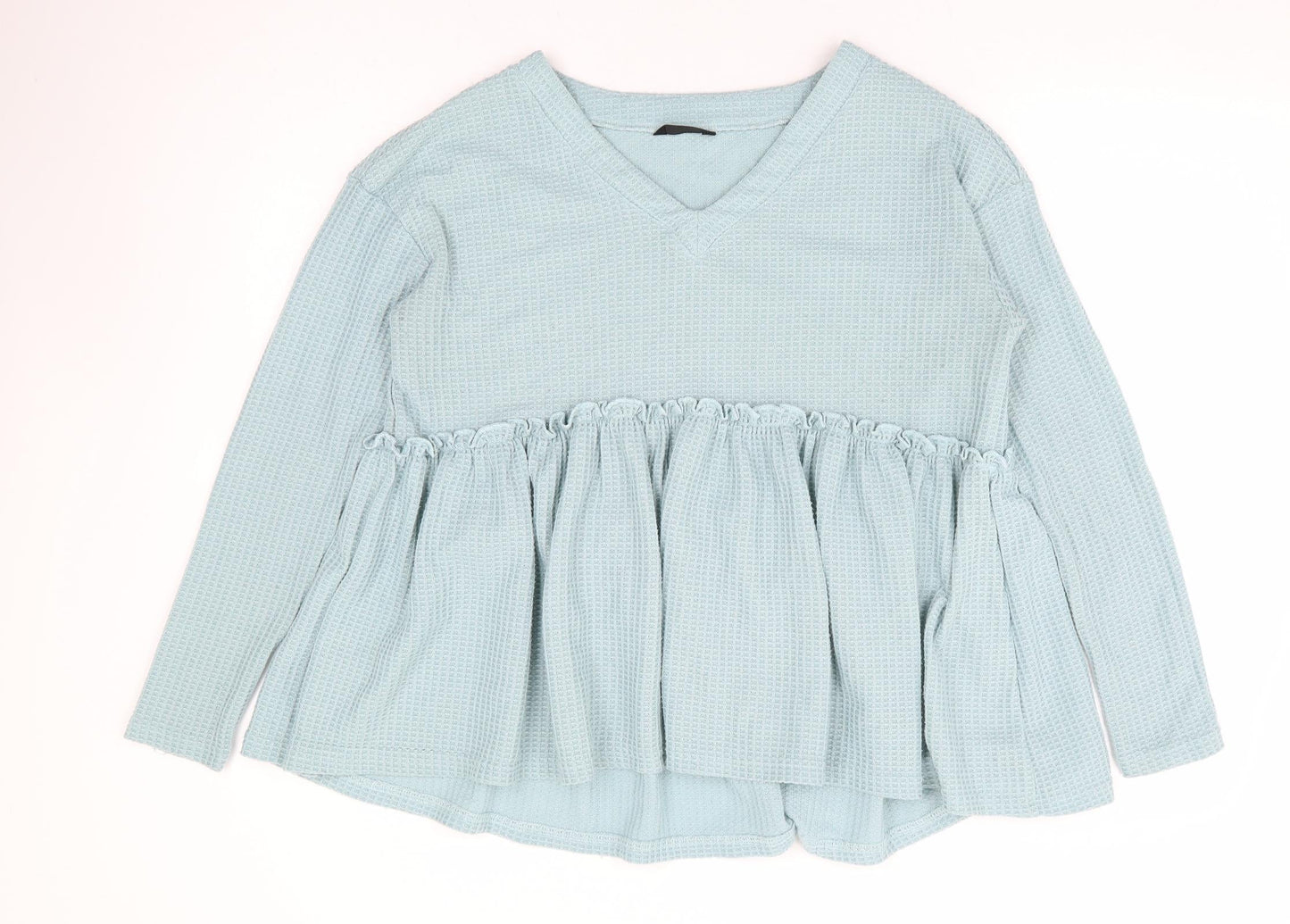 SheIn Womens Blue Polyester Basic Blouse Size M V-Neck - Smock