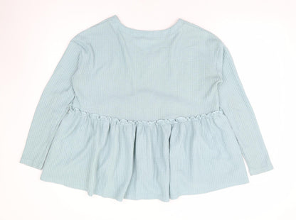 SheIn Womens Blue Polyester Basic Blouse Size M V-Neck - Smock