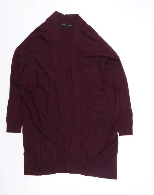 F&F Womens Purple V-Neck Viscose Cardigan Jumper Size 10 - Ribbed