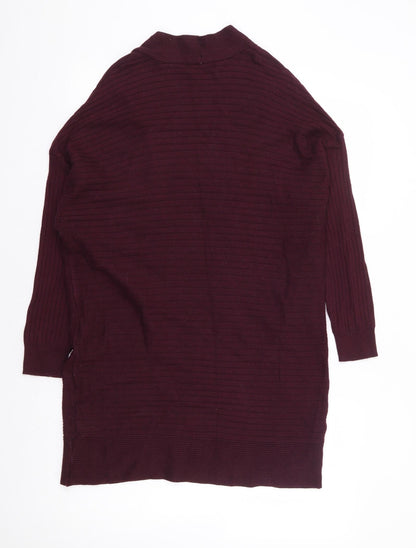 F&F Womens Purple V-Neck Viscose Cardigan Jumper Size 10 - Ribbed