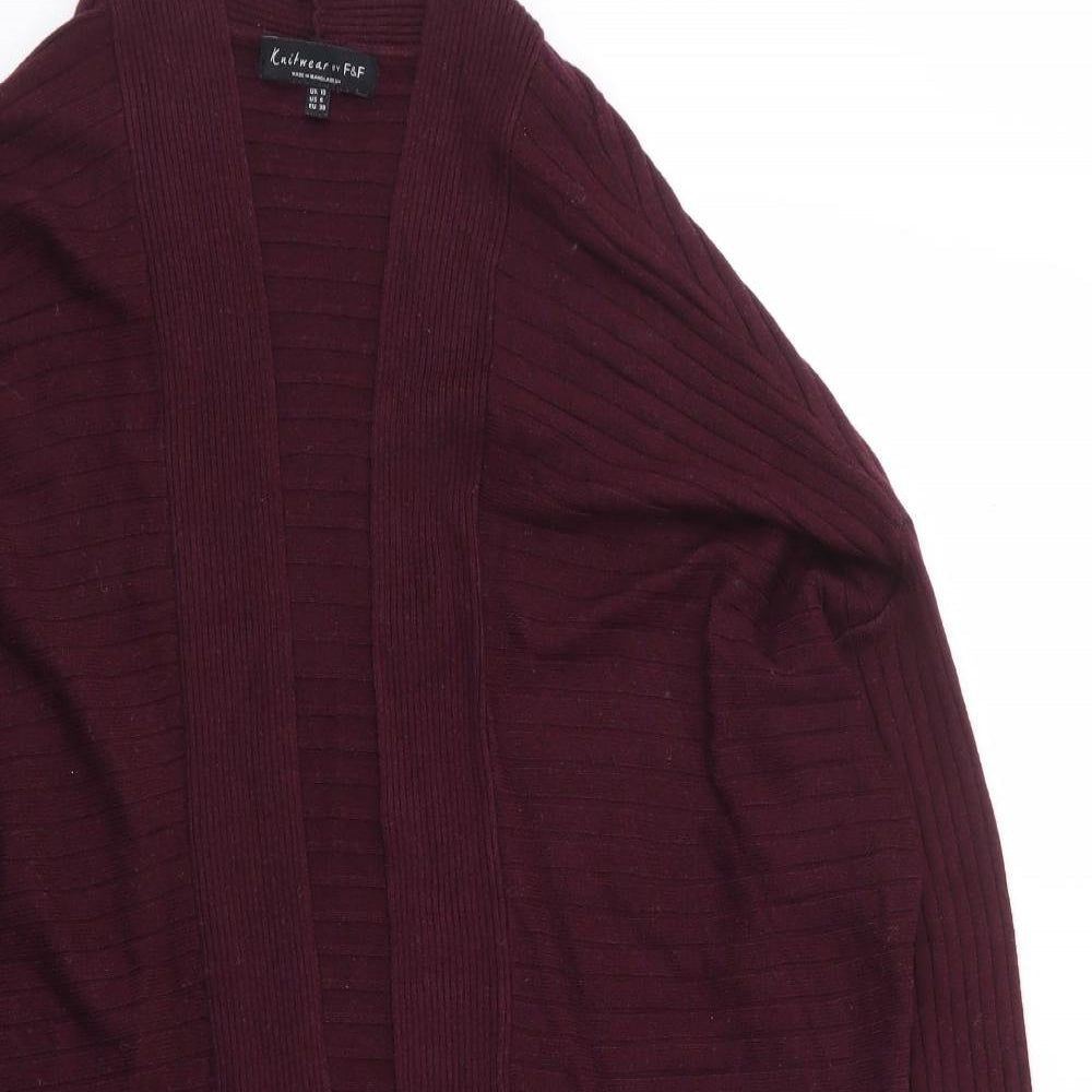 F&F Womens Purple V-Neck Viscose Cardigan Jumper Size 10 - Ribbed