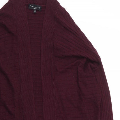 F&F Womens Purple V-Neck Viscose Cardigan Jumper Size 10 - Ribbed