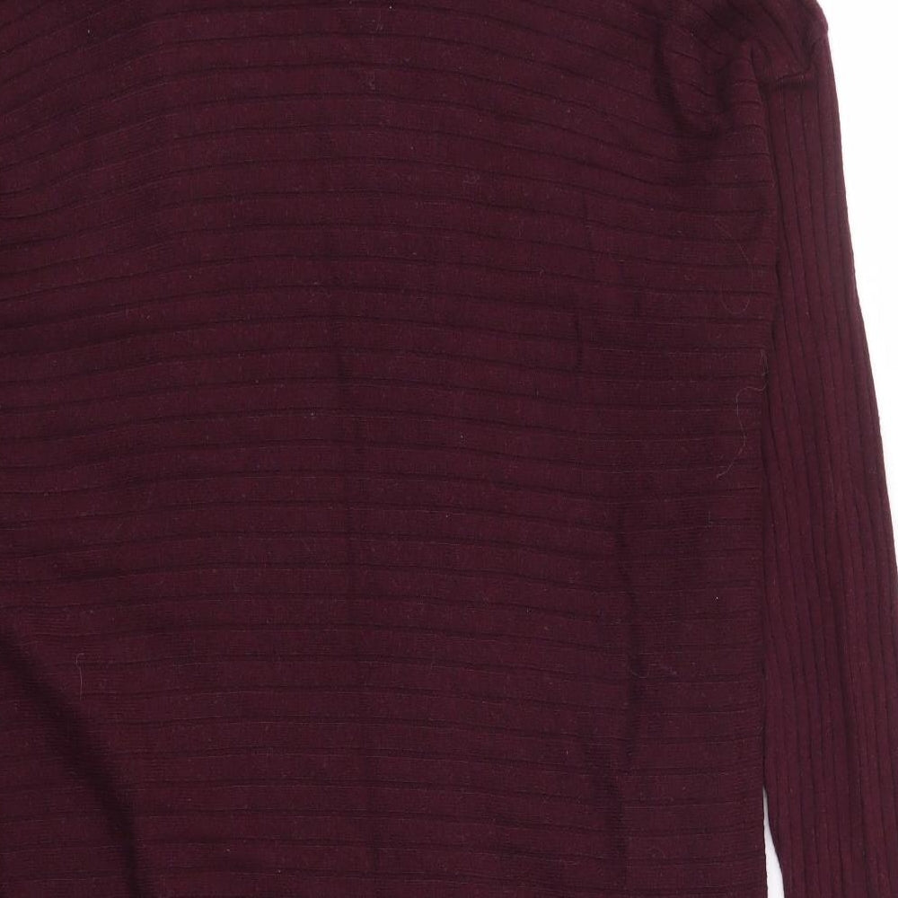 F&F Womens Purple V-Neck Viscose Cardigan Jumper Size 10 - Ribbed