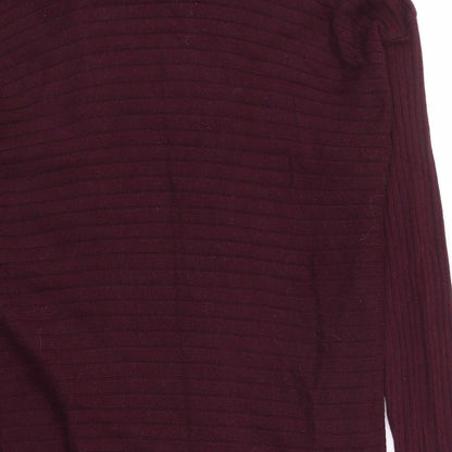 F&F Womens Purple V-Neck Viscose Cardigan Jumper Size 10 - Ribbed