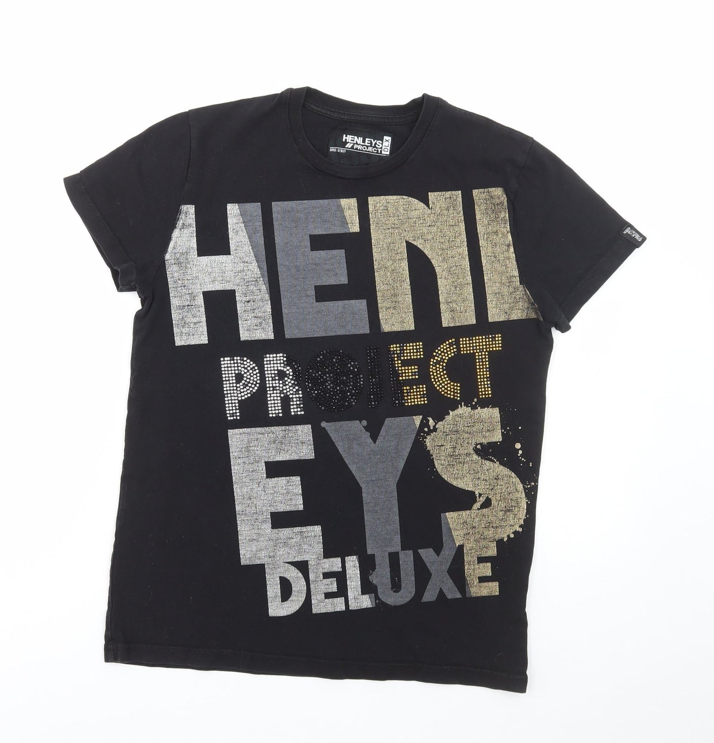 Mens UK Size S Henleys Black  T-Shirt