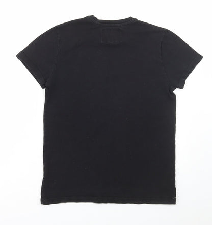 Mens UK Size S Henleys Black  T-Shirt