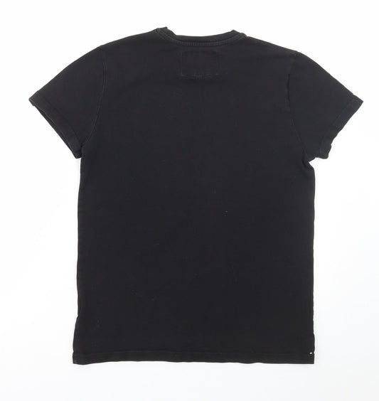 Mens UK Size S Henleys Black  T-Shirt