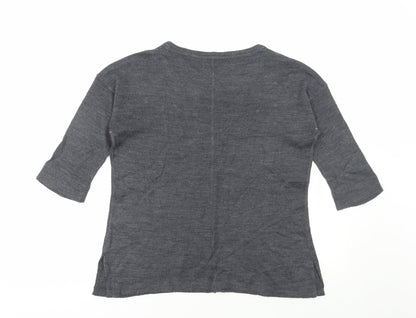 Avenue Womens Grey Scoop Neck Acrylic Pullover Jumper Size 12
