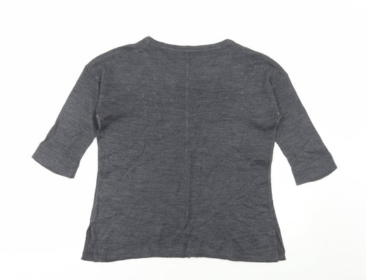 Avenue Womens Grey Scoop Neck Acrylic Pullover Jumper Size 12