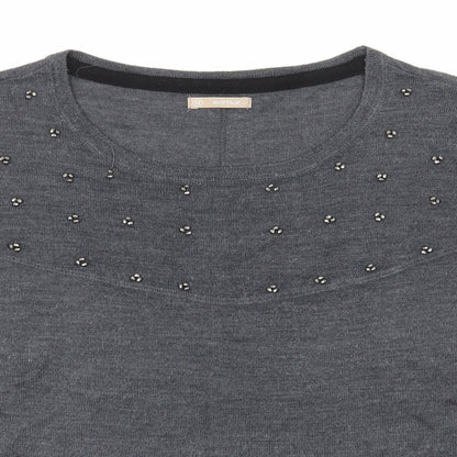 Avenue Womens Grey Scoop Neck Acrylic Pullover Jumper Size 12