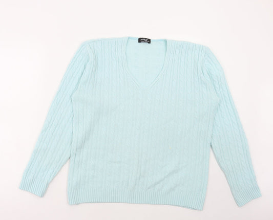 Womens UK Size L Pulse Blue Pullover Jumper
