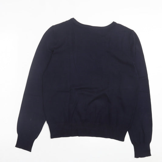 H&M Mens Blue Crew Neck Viscose Pullover Jumper Size M