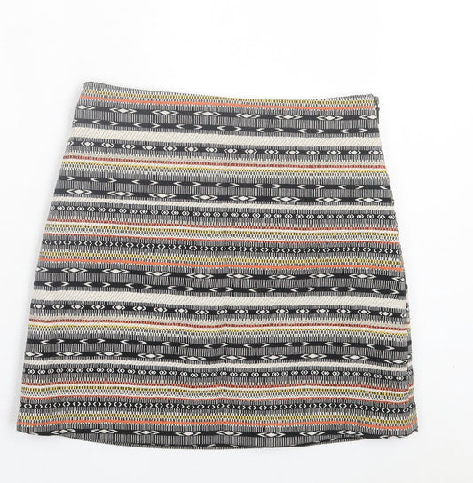 George Womens Multicoloured Geometric Polyester A-Line Skirt Size 8 Zip