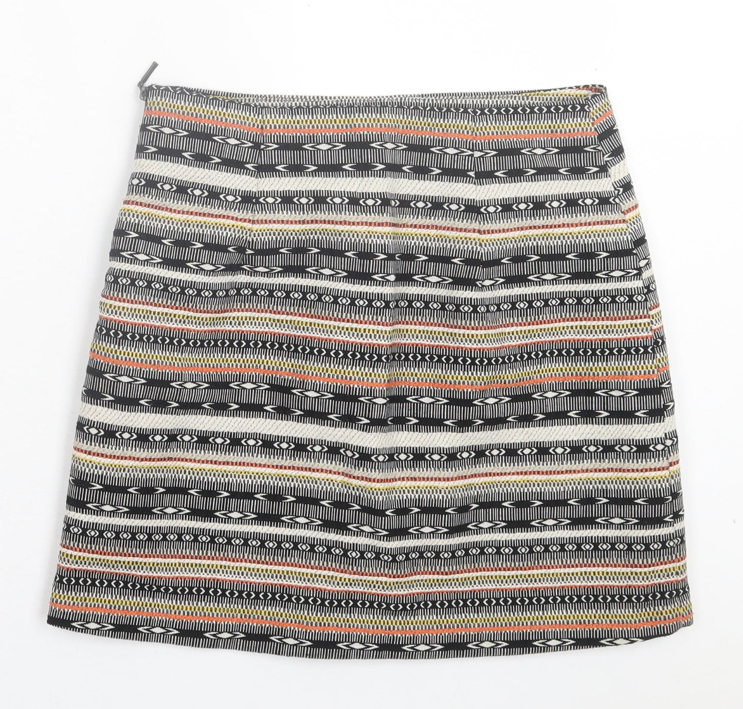 George Womens Multicoloured Geometric Polyester A-Line Skirt Size 8 Zip