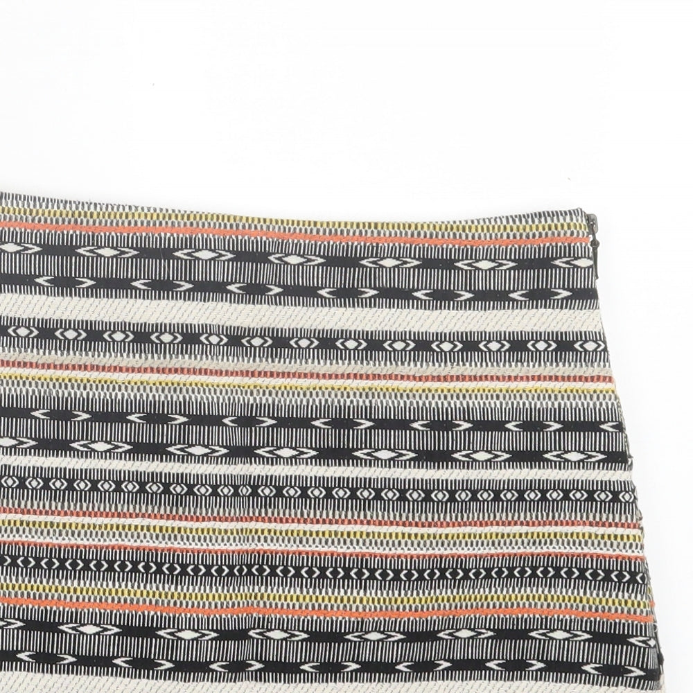 George Womens Multicoloured Geometric Polyester A-Line Skirt Size 8 Zip
