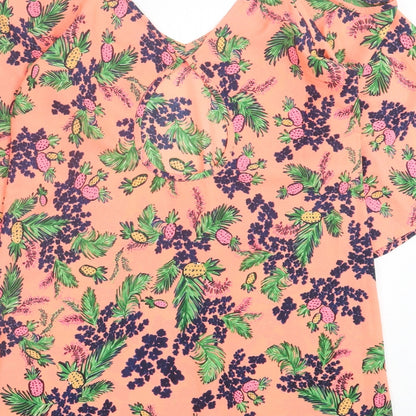 Boohoo Womens Pink Geometric Polyester A-Line Size M V-Neck Pullover - Cold Shoulder