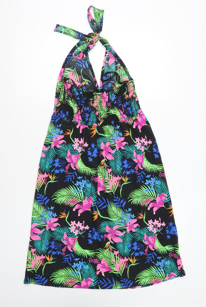 PEP&CO Womens Multicoloured Geometric Polyester Fit & Flare Size S Halter Pullover