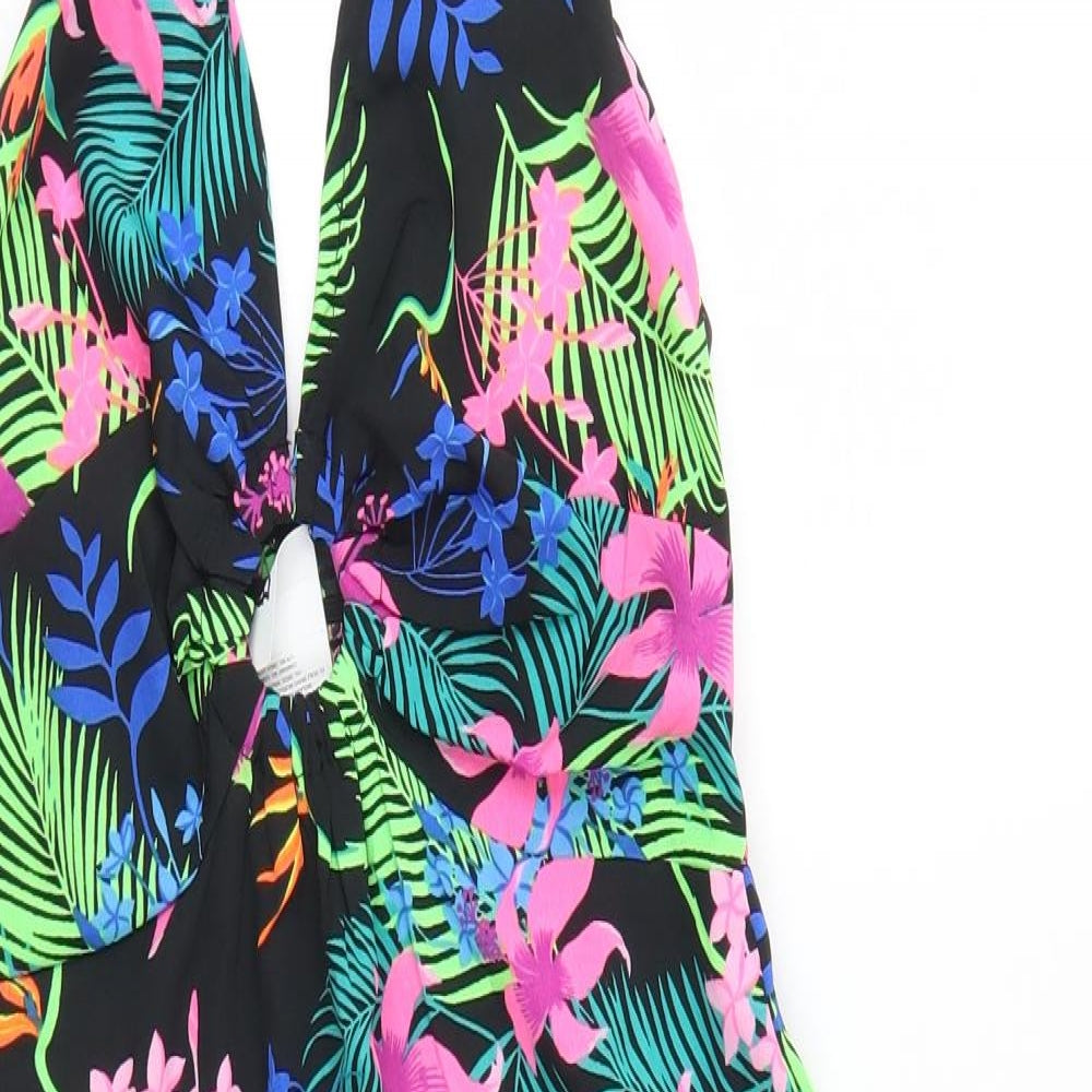 PEP&CO Womens Multicoloured Geometric Polyester Fit & Flare Size S Halter Pullover