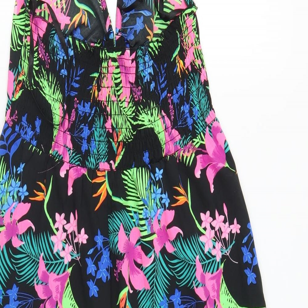 PEP&CO Womens Multicoloured Geometric Polyester Fit & Flare Size S Halter Pullover