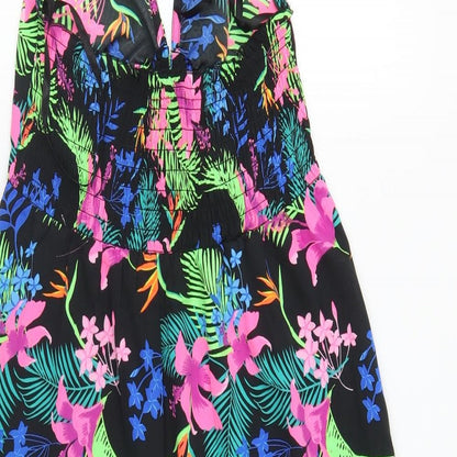 PEP&CO Womens Multicoloured Geometric Polyester Fit & Flare Size S Halter Pullover