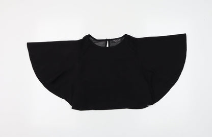 Miss Selfridge Womens Black Polyester Cropped Blouse Size 6 Round Neck