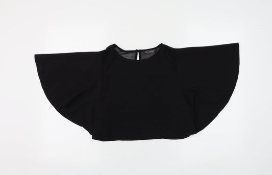 Miss Selfridge Womens Black Polyester Cropped Blouse Size 6 Round Neck