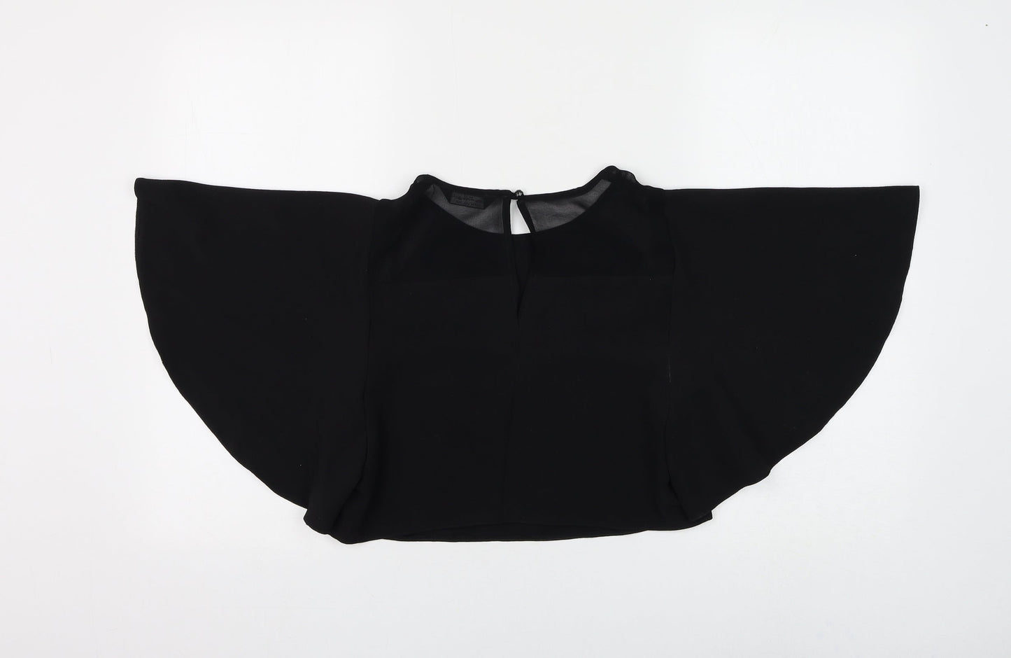 Miss Selfridge Womens Black Polyester Cropped Blouse Size 6 Round Neck