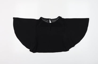 Miss Selfridge Womens Black Polyester Cropped Blouse Size 6 Round Neck