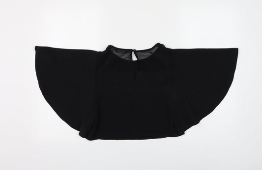 Miss Selfridge Womens Black Polyester Cropped Blouse Size 6 Round Neck
