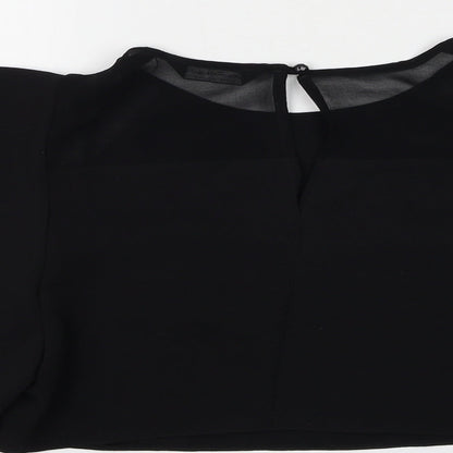 Miss Selfridge Womens Black Polyester Cropped Blouse Size 6 Round Neck