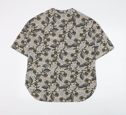 Primark Womens Multicoloured Floral Polyester Basic Blouse Size 14 V-Neck - Leaf Print