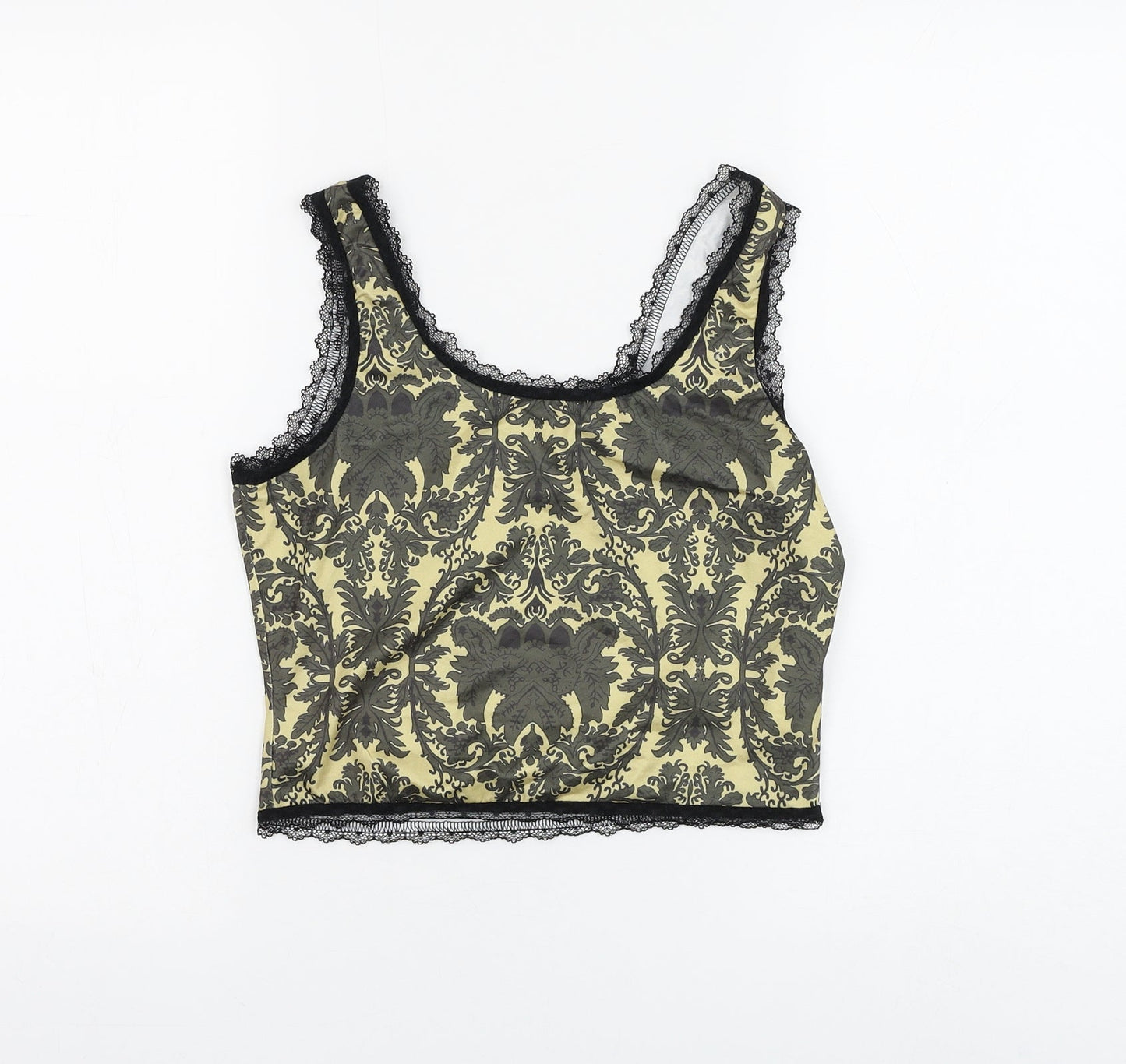 Womens UK Size 6 ROMWE Yellow Cropped Tank