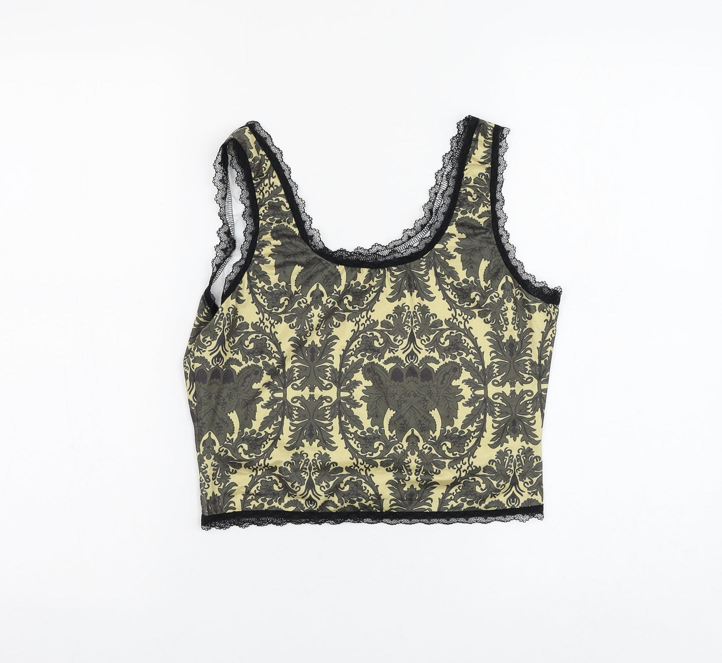 Womens UK Size 6 ROMWE Yellow Cropped Tank
