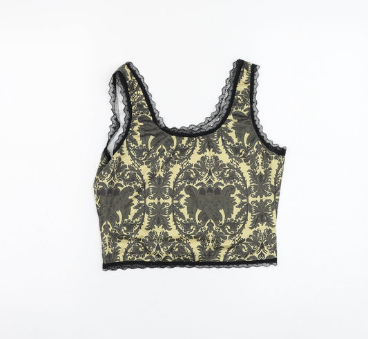 Womens UK Size 6 ROMWE Yellow Cropped Tank