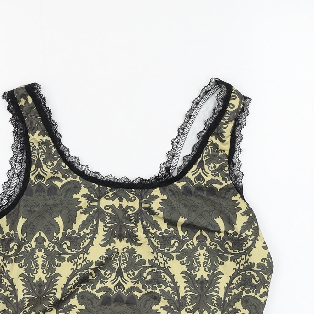Womens UK Size 6 ROMWE Yellow Cropped Tank